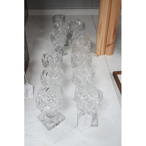 1309 - A set of twelve Victorian square base cut glass salts and four other 19th century clear glass salts.... 