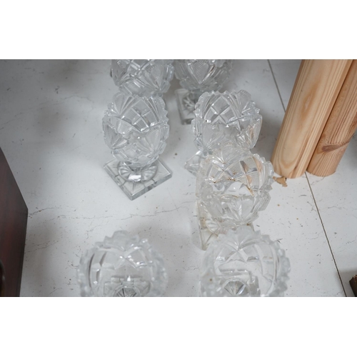 1309 - A set of twelve Victorian square base cut glass salts and four other 19th century clear glass salts.... 