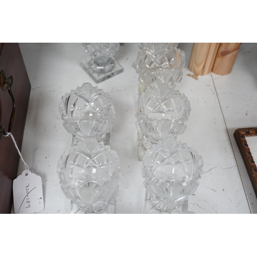 1309 - A set of twelve Victorian square base cut glass salts and four other 19th century clear glass salts.... 