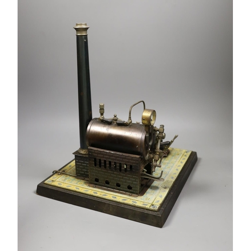 1322 - Gebruder Bing - tinplate stationary steam plant, single cylinder, rare, in original pine box, and gr... 