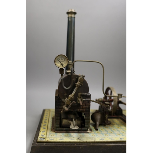 1322 - Gebruder Bing - tinplate stationary steam plant, single cylinder, rare, in original pine box, and gr... 