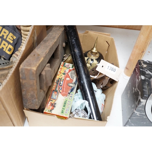 1360 - Wartime: a collection of military items and a boxed Triang Minic No. 2 Police car