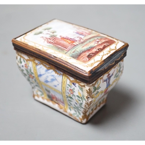 1490 - A 19th century Continental bombe shape enamel snuff box, 8cms long