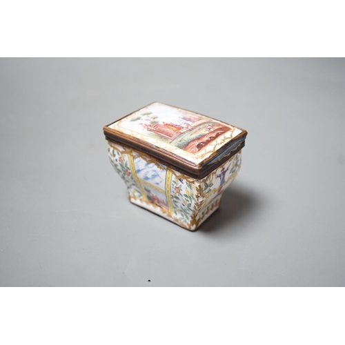 1490 - A 19th century Continental bombe shape enamel snuff box, 8cms long