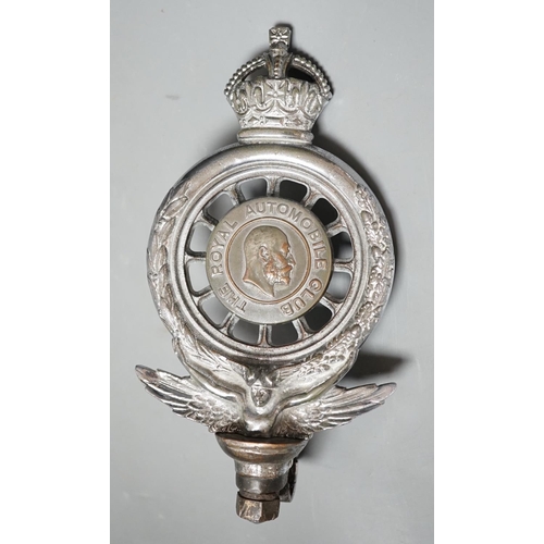 1494 - A pre-WWI RAC chromium plated car badge, 16.5cms high