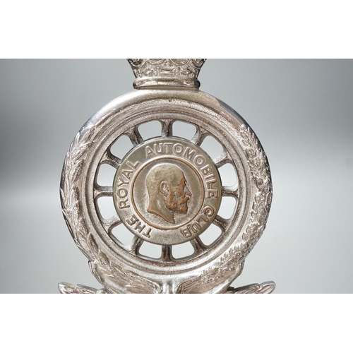 1494 - A pre-WWI RAC chromium plated car badge, 16.5cms high