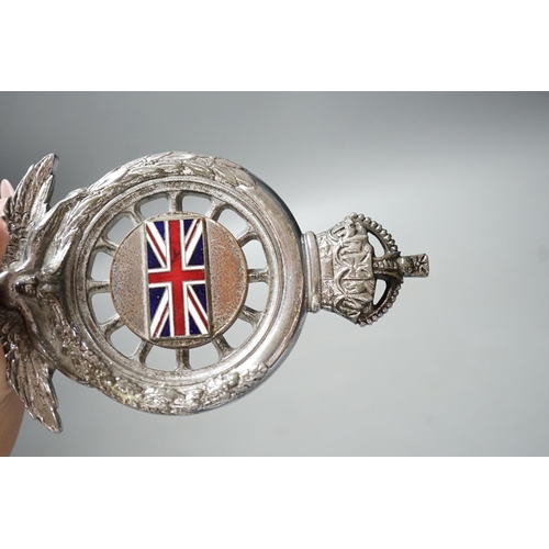 1494 - A pre-WWI RAC chromium plated car badge, 16.5cms high