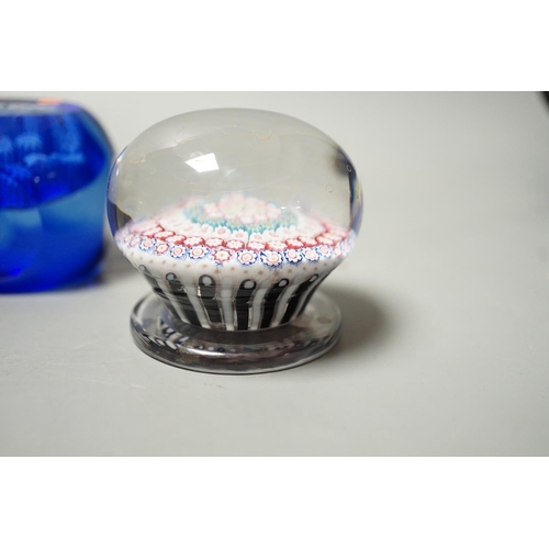 1497 - Three millefiori glass paperweights, largest 8cm diameter