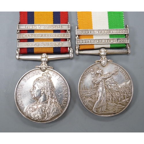 1500 - QSA medal with 3 clasps and KSA with 2 clasps to 6689 PTE. G. DALE, SCOTTISH RIFLES (2)