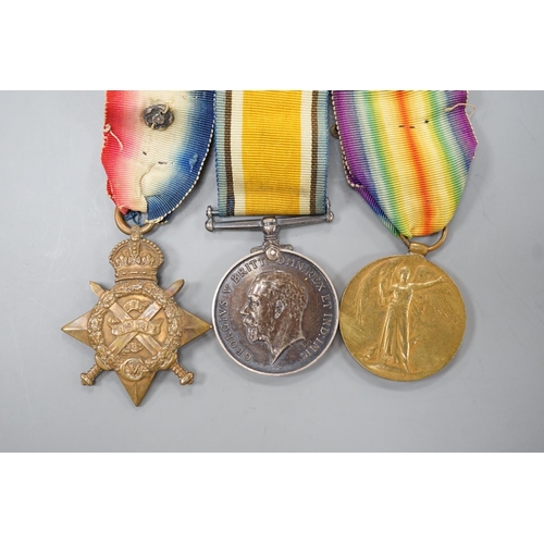 1503 - A WWI Mons star (with rosette) trio to 639 PTE. J.E. ROBINSON 1/NORTH . D.FUS