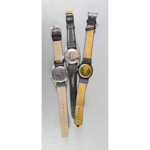 1894 - A gentleman's steel Le Chamois wrist watch, a gentleman's gold plated Gucci wrist watch and a gentle... 