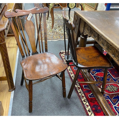 142 - A set of four late 18th / early 19th century Thames valley elm and fruitwood Windsor chairs, width 4... 