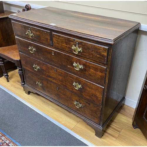 157 - A late 18th century provincial oak chest of drawers, width 99cm, depth 48cm, height 88cm