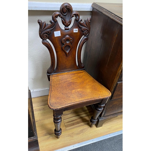 158 - A Victorian mahogany hall chair