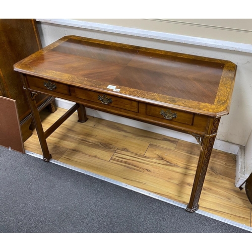 163 - A George III style mahogany three drawer side table, width 120cm, depth 60cm, height 78cm