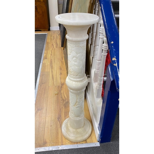 168 - A carved alabaster column, height 99cm.