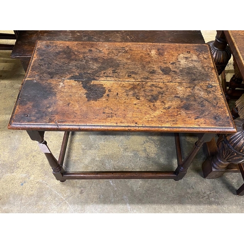 175 - An 18th century oak rectangular side table, width 83cm, depth 49cm, height 68cm