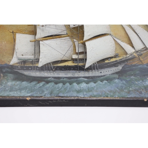 275 - A painted half ship diorama, in glazed frame, 22x29cm