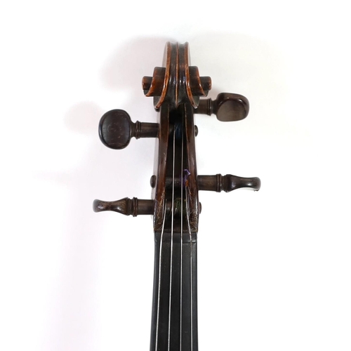 287 - A 19th century violin attributed to Klotz school, unlabelled, the back and sides with medium curl, r... 