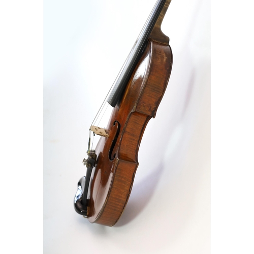 287 - A 19th century violin attributed to Klotz school, unlabelled, the back and sides with medium curl, r... 