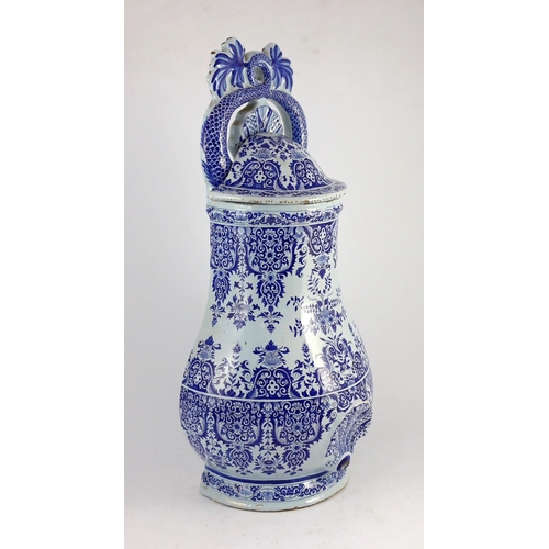 291 - A large Rouen faience blue and white cistern, second quarter 18th century, painted with foliate scro... 