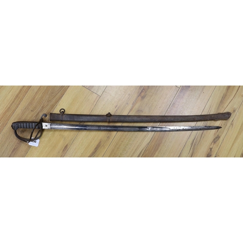 295 - A Victorian 1821 pattern Hawkes & Co sword and scabbard, 104cm total length