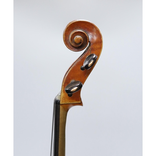 314 - An early 20th century French viola labelled and branded Guastave Villaume, dated 1927, length of bac... 