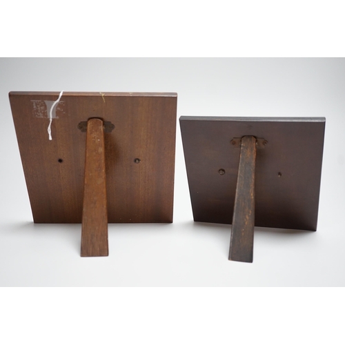 321 - Two Stefan Schwartz bronze relief plaque, mounted on mahogany easels. Largest easel 16cm sq and an A... 