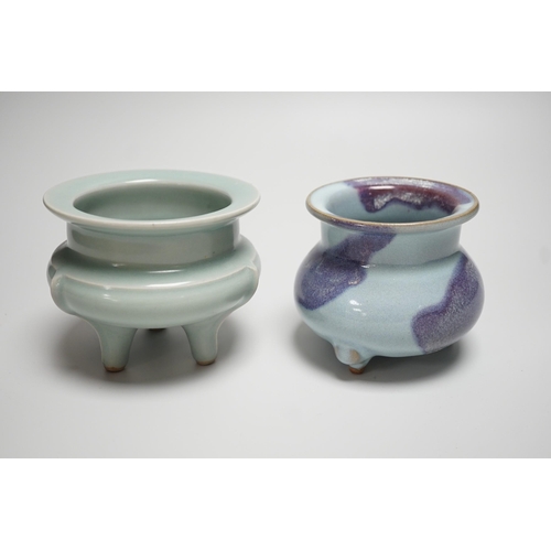 322 - A Chinese Jun type censer and a celadon glazed censer