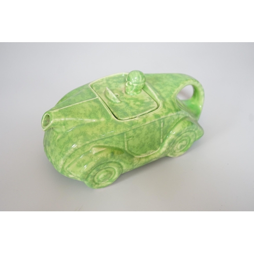 327 - A Sadler's green-glazed novelty racing car teapot, 22cm