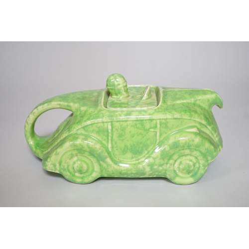 327 - A Sadler's green-glazed novelty racing car teapot, 22cm