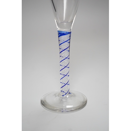 333 - A Dutch colour twist stem wine glass, c.1900, 21.5cm