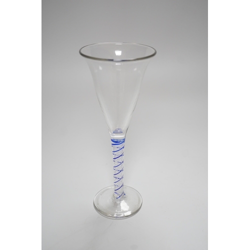 333 - A Dutch colour twist stem wine glass, c.1900, 21.5cm