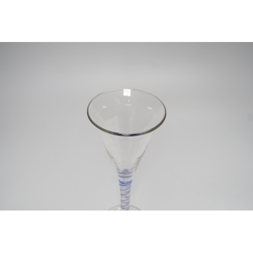 333 - A Dutch colour twist stem wine glass, c.1900, 21.5cm