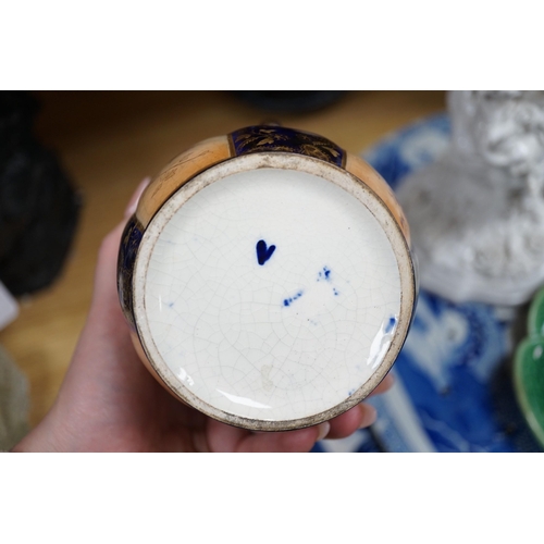 338 - A Victorian blue printed strainer and other various ceramics