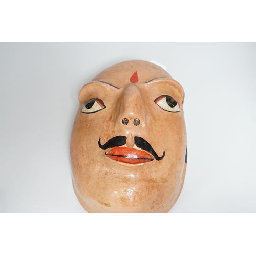 341 - A papier mache wall mask of an Indian gentleman 32cm long