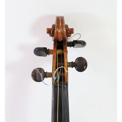 343 - A 19th century French Grandjon school violin, labelled Joseph Guarnerins fecit Cremonae anno 1719 IH... 