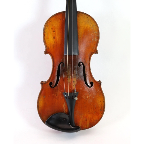 343 - A 19th century French Grandjon school violin, labelled Joseph Guarnerins fecit Cremonae anno 1719 IH... 