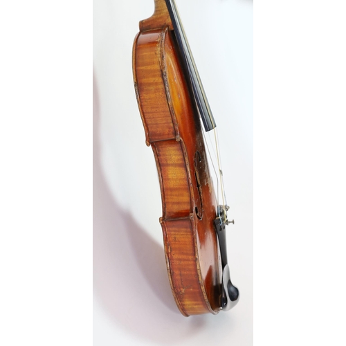 343 - A 19th century French Grandjon school violin, labelled Joseph Guarnerins fecit Cremonae anno 1719 IH... 