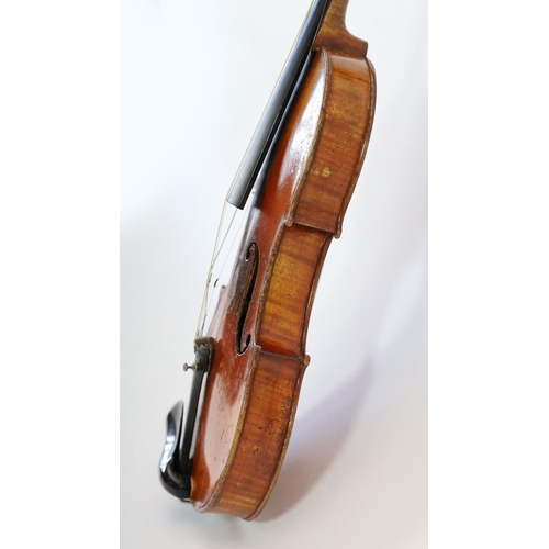 343 - A 19th century French Grandjon school violin, labelled Joseph Guarnerins fecit Cremonae anno 1719 IH... 