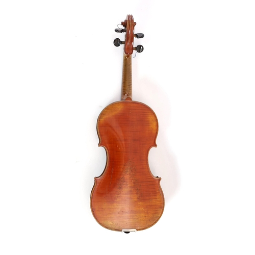 343 - A 19th century French Grandjon school violin, labelled Joseph Guarnerins fecit Cremonae anno 1719 IH... 