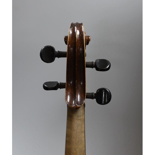 355 - A Maidstone violin, with bow,  cased.violin 59 cms high.