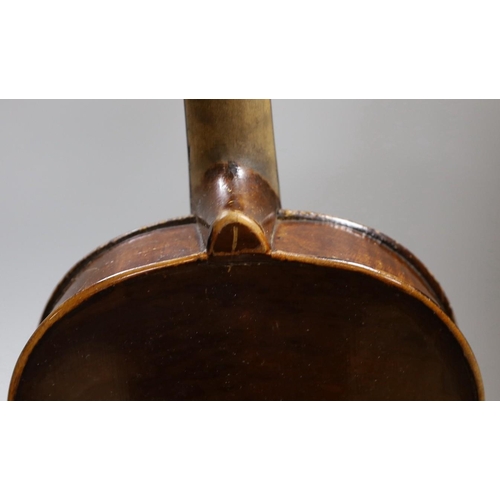 355 - A Maidstone violin, with bow,  cased.violin 59 cms high.