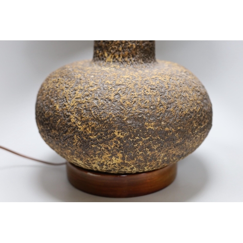 367 - Ruth Sulke - studio stoneware table lamp with shade. Total height 67cm Literature- Ruth Sulke is a H... 