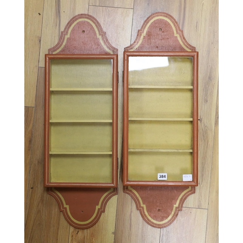 384 - A pair of painted wood display cabinets 76x25cm