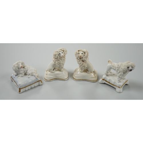 421 - Four toy Staffordshire models of poodles, to include a pair, c.1830-50, (4). Tallest 5cmProvence: De... 