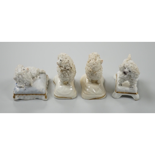 421 - Four toy Staffordshire models of poodles, to include a pair, c.1830-50, (4). Tallest 5cmProvence: De... 