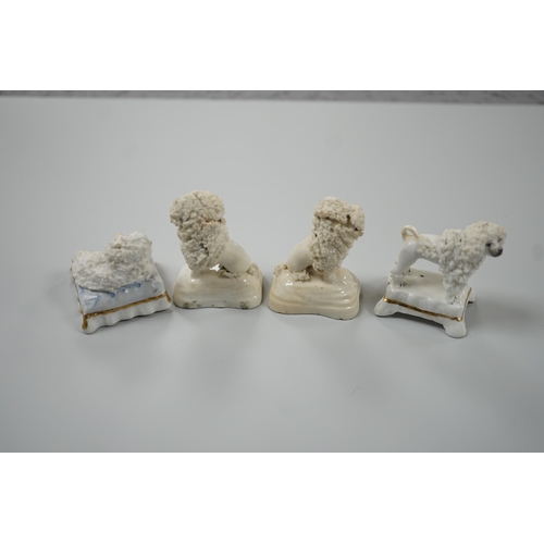 421 - Four toy Staffordshire models of poodles, to include a pair, c.1830-50, (4). Tallest 5cmProvence: De... 