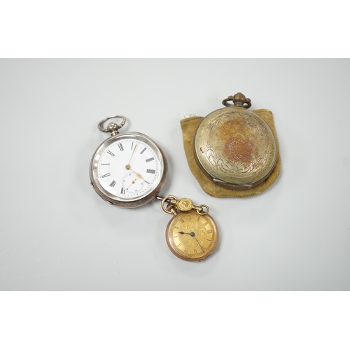 422 - Two 19th century French pocket watch cases and three pocket watches