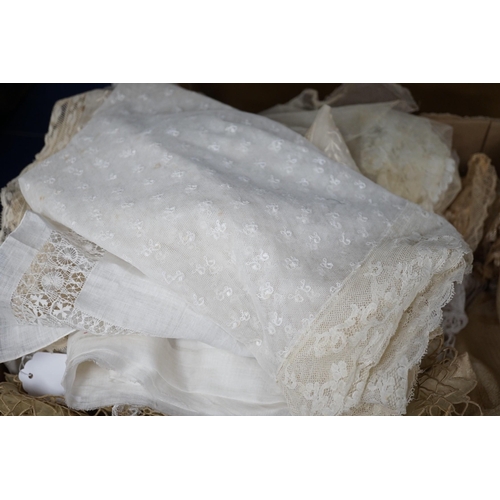 439 - A collection of mostly handmade 19th century lace collars, stoles, veils, etc.